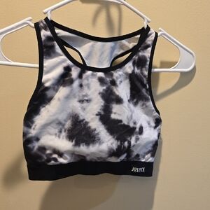 Set Of 2 Justice Monochrome Tie-Dye And Black Sports Bras